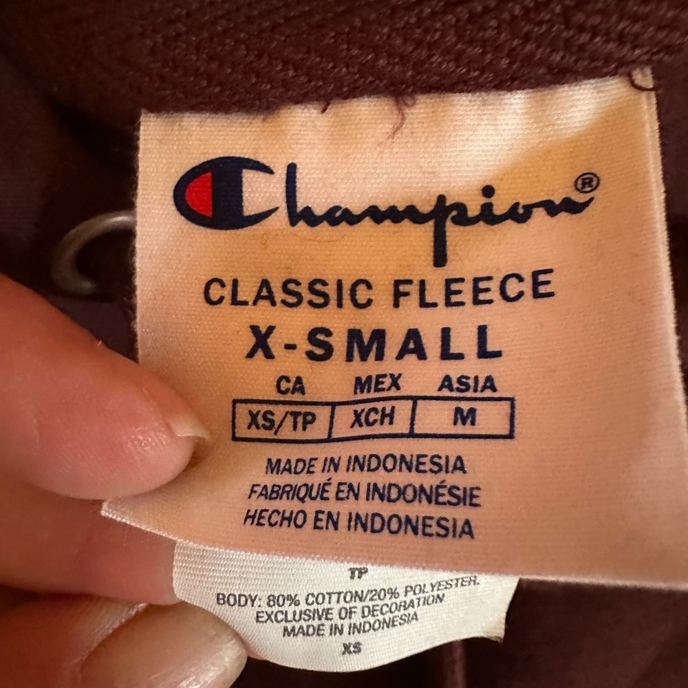 NWT Champion Maroon Oversized Drawstring Hooded Sweatshirt XS Measures L/XL - Picture 3 of 6